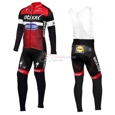 Quick Step Cycling Jersey Kit Long Sleeve 2016 Red And Black